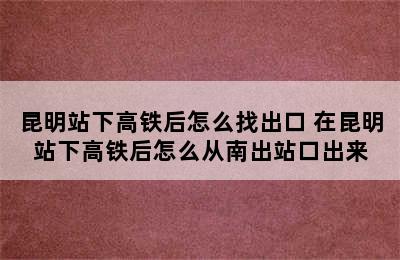 昆明站下高铁后怎么找出口 在昆明站下高铁后怎么从南出站口出来